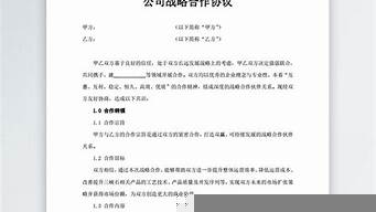 戰(zhàn)略合作伙伴協(xié)議書