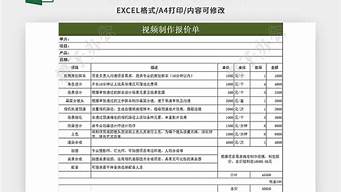 視頻制作報價表（視頻制作報價表格）