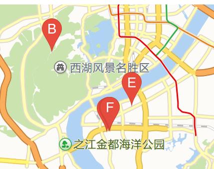 杭州市街及西湖附近圖（杭州西湖街景地圖）